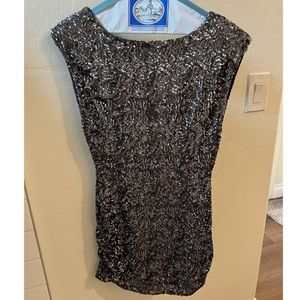 Alice + Olivia black and silver sequin mini dress